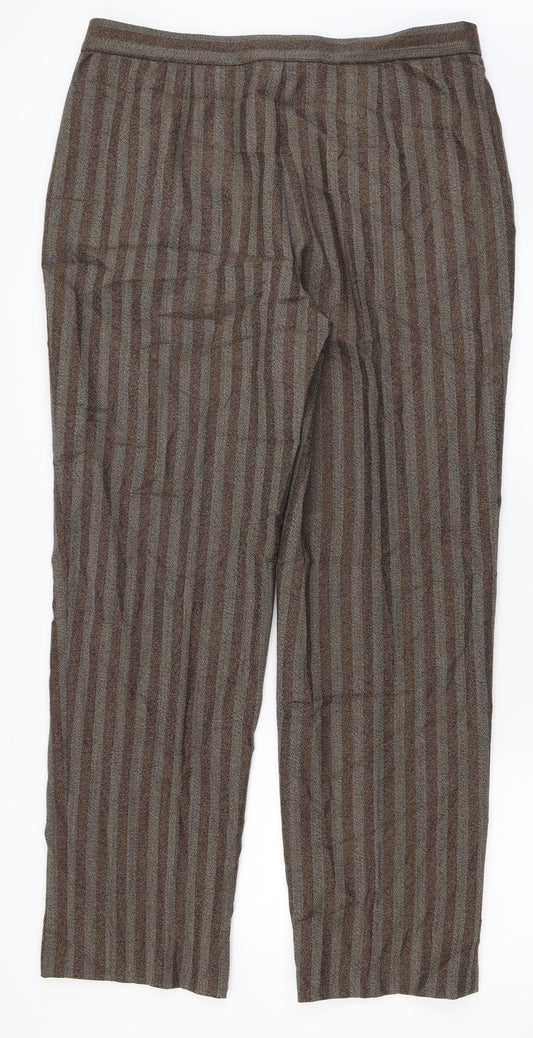 Preworn Womens Brown Striped Trousers Size 34 in L28 in