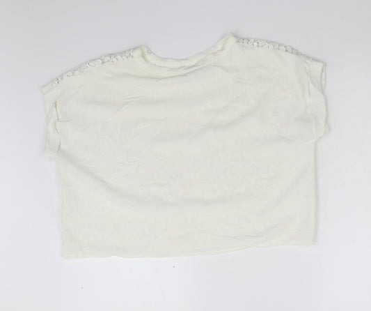 Zara Womens Ivory Floral Pullover Jumper Size M