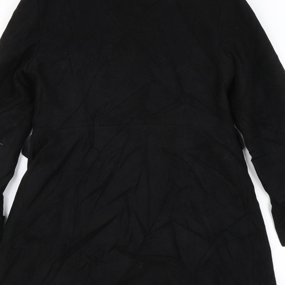 M&S Womens Black Overcoat Jacket Size 8