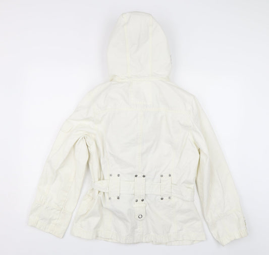 Soya Womens White Parka Jacket Size S