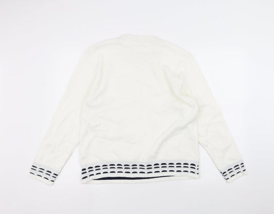 Lizzi Womens White Pullover Jumper Size M