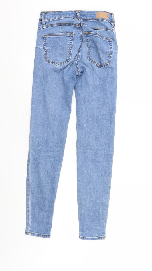 Pull & Bear Womens Blue Denim Tapered Jeans Size 6 L27 in
