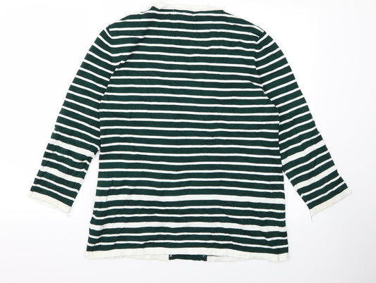 elegance Womens Green Striped Pullover Jumper Size XL