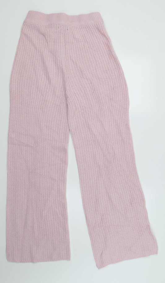 Boohoo Womens Pink Knit Jogger Trousers Size S L29 in