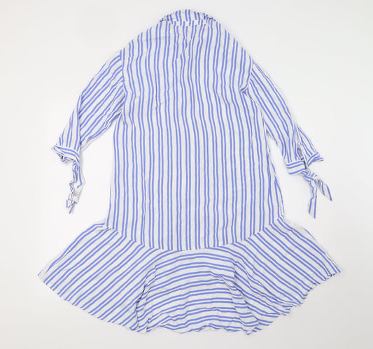 Zara Womens Blue Striped Fit & Flare Size 4