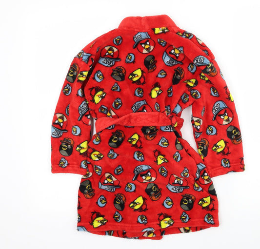 NEXT Boys Red Geometric Microfibre Robe Size 5 Years - Angry Birds