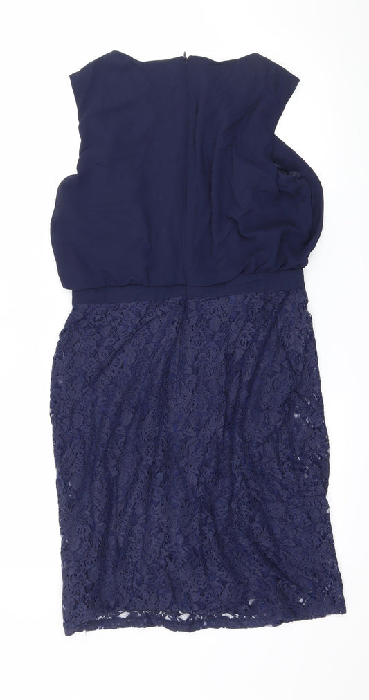 Dorothy Perkins Womens Blue Lace A-Line Size 12