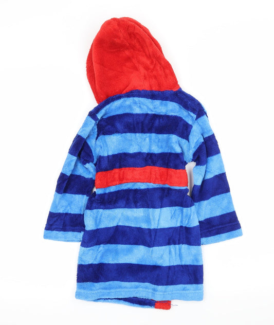 Disney Boys Black Striped Microfibre Robe Size 2-3 Years - Mickey Mouse