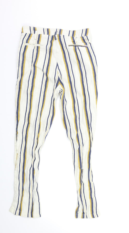 Les Petites Womens White Striped Trousers Size 10 L29 in