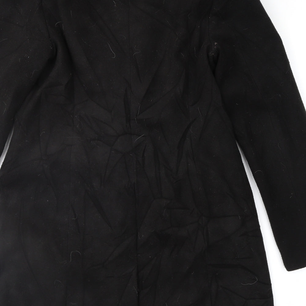 Brand and care label for Atmosphere women’s black overcoat coat, size UK 10