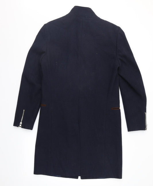 River Island Womens Blue Overcoat Coat Size XS
