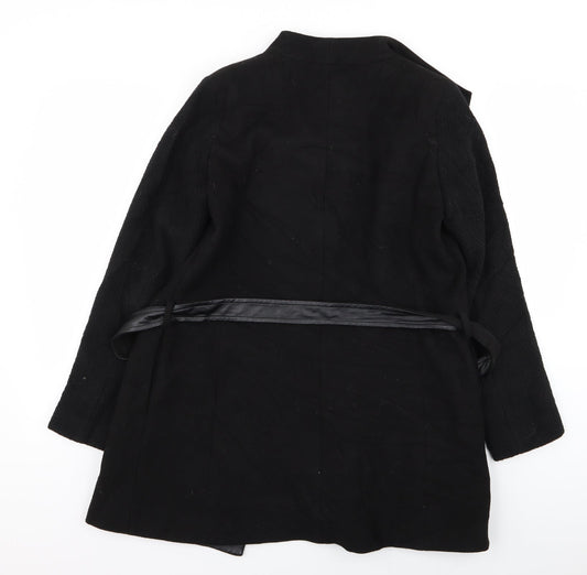 Oasis Womens Black Overcoat Coat Size S