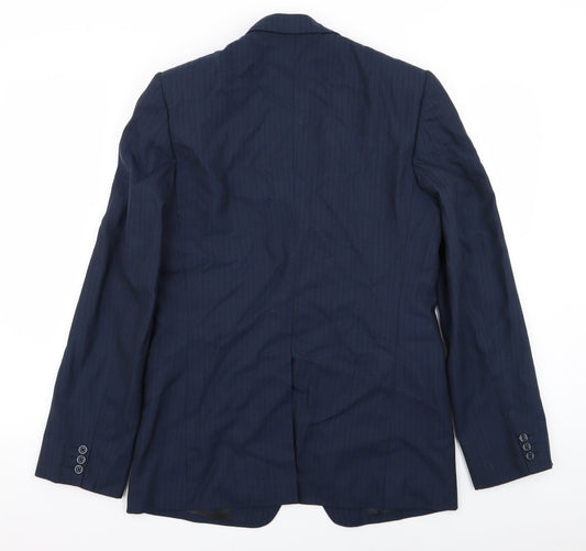 Preworn Mens Blue Striped Jacket Blazer Size 36