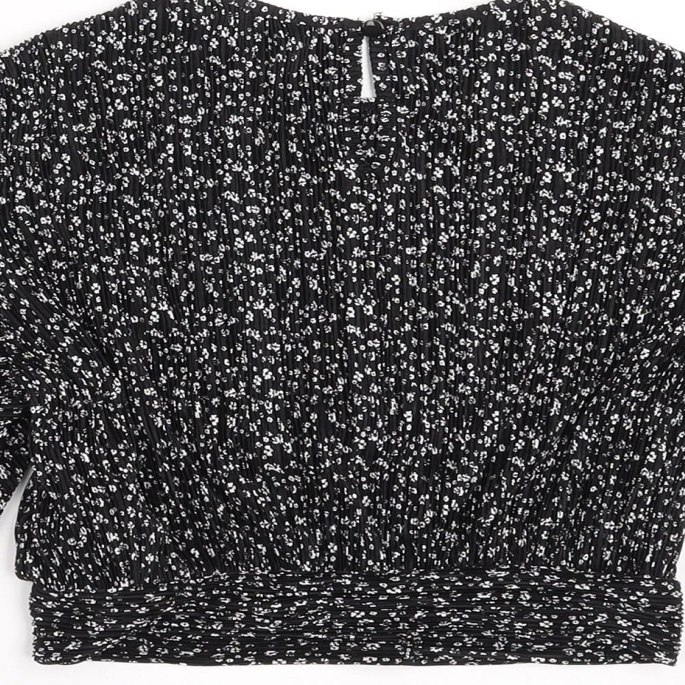 New Look Girls Black Floral Basic Blouse Size 10-11 Years