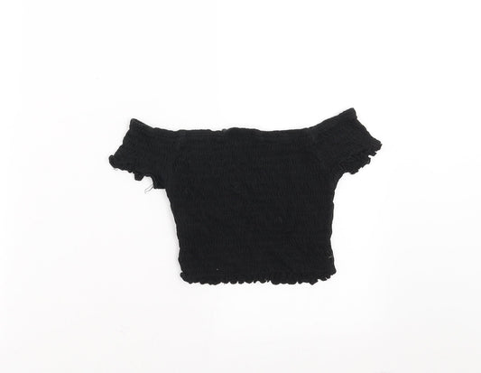 New Look Girls Black Cropped T-Shirt Size 10 Years