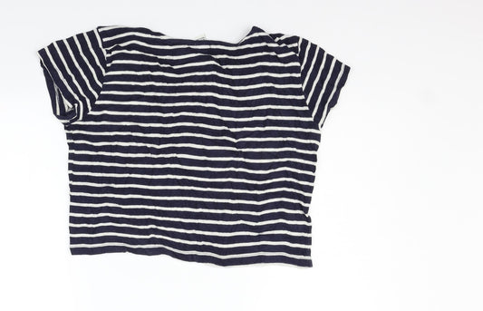 FOREVER 21 Womens Blue Striped Basic T-Shirt Size L
