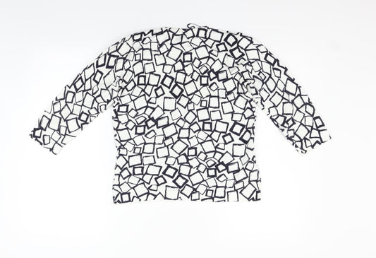 county casual Womens White Geometric Pullover Jumper Size S