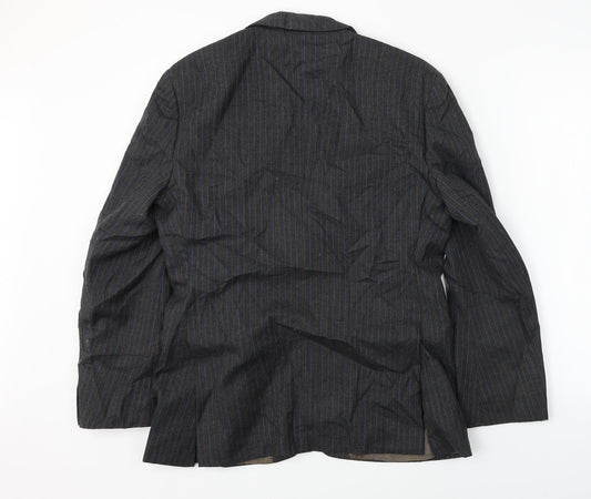 Preworn Mens Grey Striped Jacket Blazer Size 38