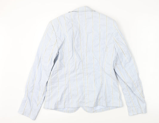 Basler Womens Blue Striped Jacket Blazer Size 10
