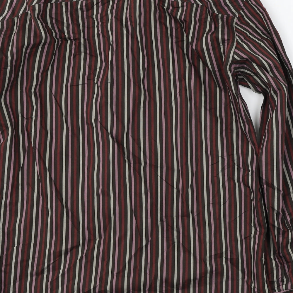 Marks and Spencer Mens Brown Striped Button-Up Size M