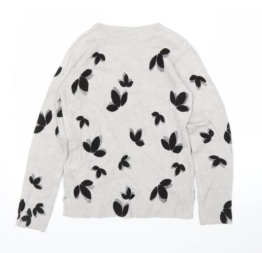 M&S Womens Grey Floral Pullover Jumper Size 6