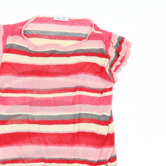 Glam 360 Womens Pink Striped Tunic Blouse Size M
