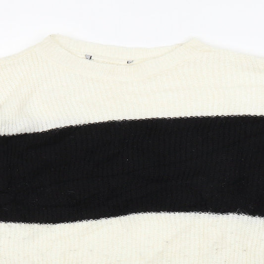 Preworn Womens White Striped Pullover Jumper Size L