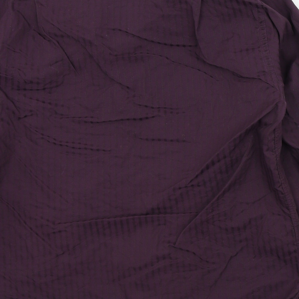 M&S Mens Purple Striped Button-Up Size 15.5