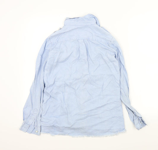 tag woman Womens Blue Colourblock Basic Button-Up Size S