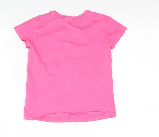 Pep & co Girls Pink Basic T-Shirt Size 6-7 Years - Sleep Over