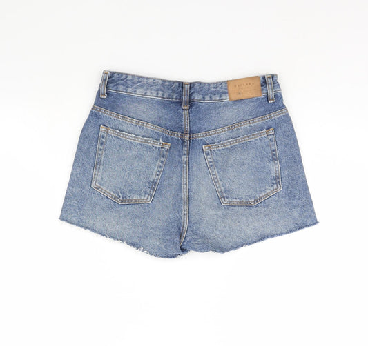 Bershka Womens Blue Cut-Off Shorts Size 32 in