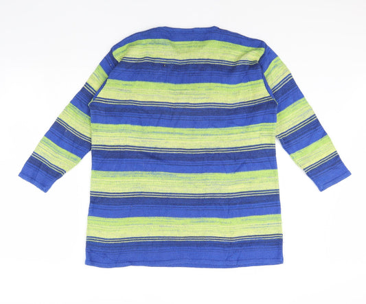 Olsen Womens Blue Striped Pullover Jumper Size 12