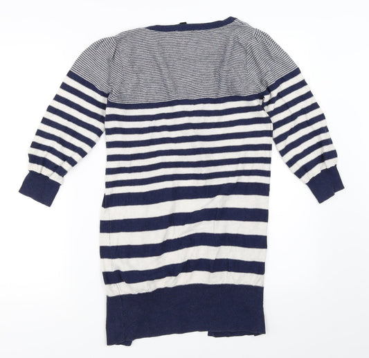 Topshop Womens Blue Striped Cardigan Jumper Size 10