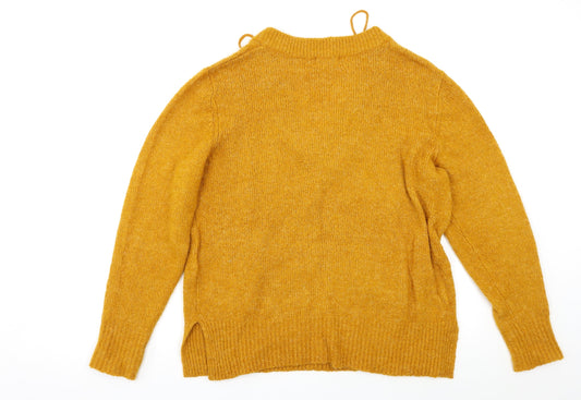 Jaqueline de Yong Womens Yellow Pullover Jumper Size L