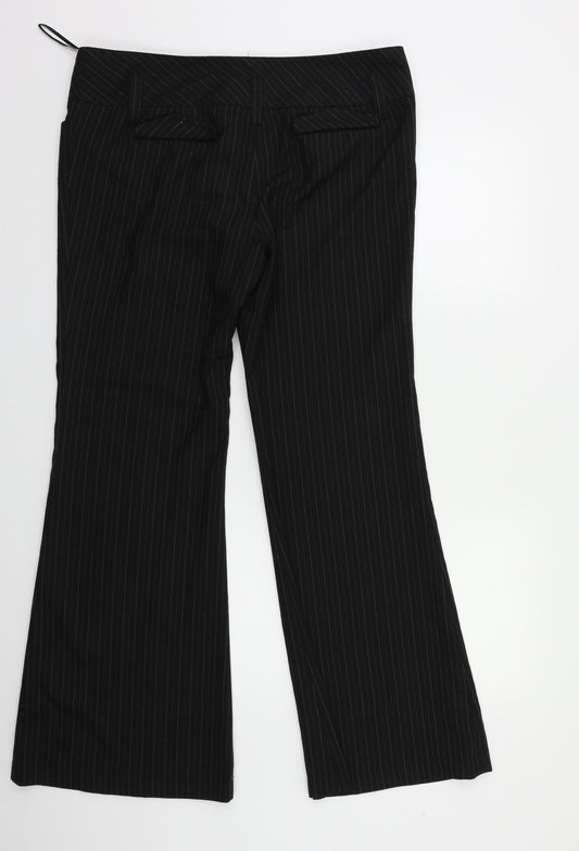 Preworn` Womens Black Striped Dress Pants Trousers Size 16 L28 in