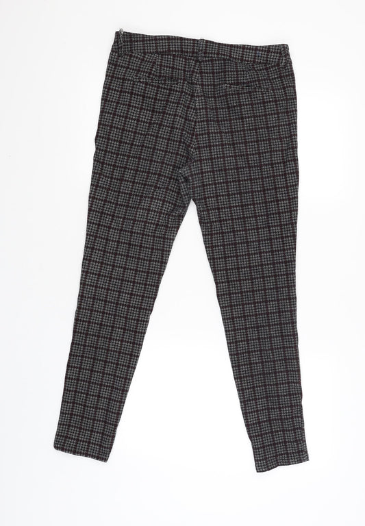 NEXT Womens Black Check Trousers Size 12 L27 in