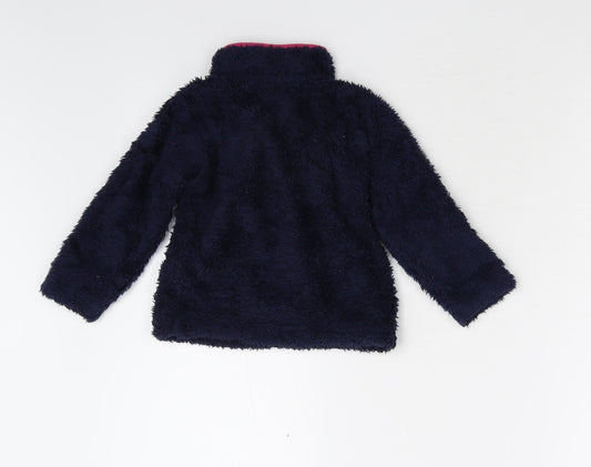 mamas & papas Boys Blue Fleece Henley Sweatshirt Size 2-3 Years