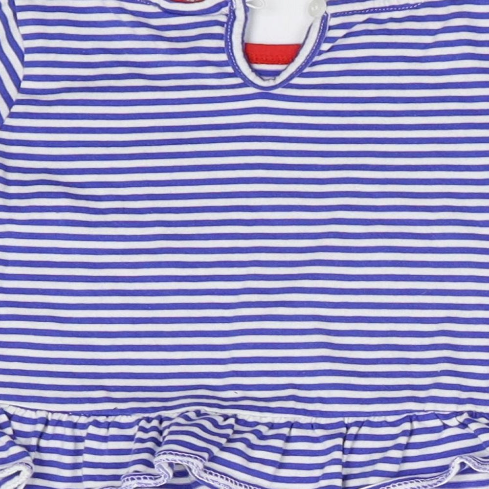 Brand and care label for Mini Club Baby Multicoloured Striped Basic T-Shirt, size 9-12, Months