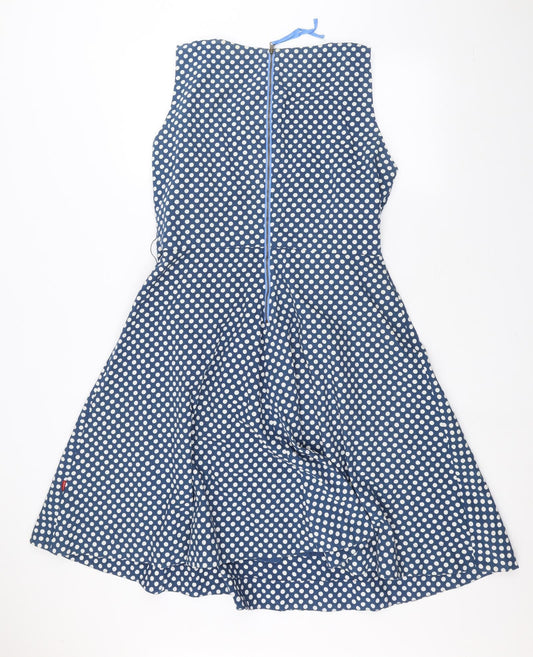 Vacknox Womens Blue Polka Dot A-Line Size 12