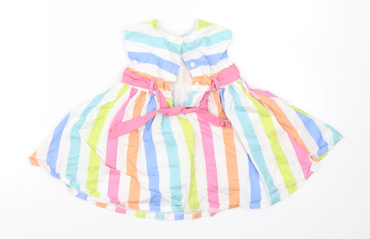 Preworn Girls Multicoloured Striped Tutu Dress Size 6-9 Months