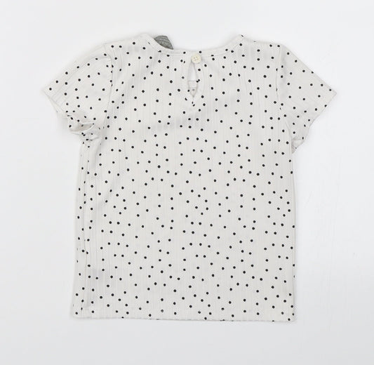 Primark Girls White Polka Dot Basic T-Shirt Size 12-18 Months