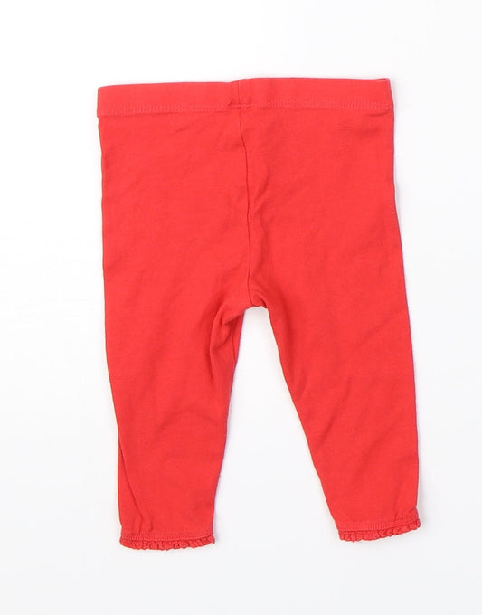 Preworn Girls Red Leggings Size 6-9 Months