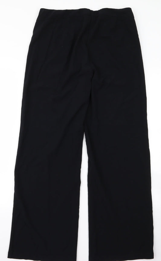 m&s Womens Black Rayon Trousers Size 12 L25 in
