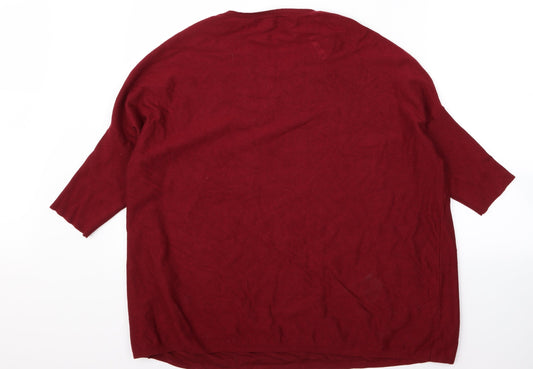 anthologu Womens Red Rayon Pullover Jumper Size 10