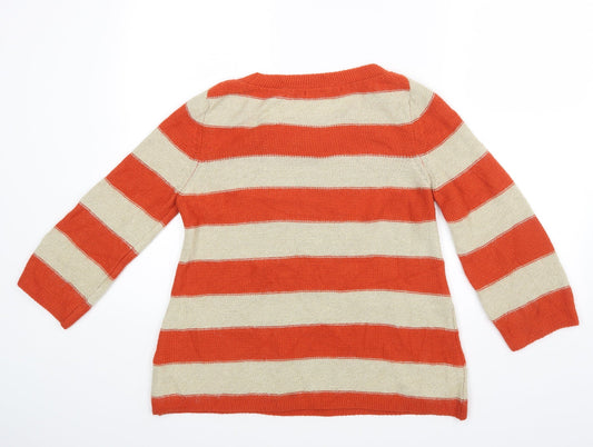NEXT Womens Orange Striped Pullover Jumper Size 10