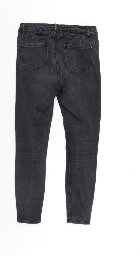 Denim & Co. Womens Black Denim Tapered Jeans Size 12 L27 in