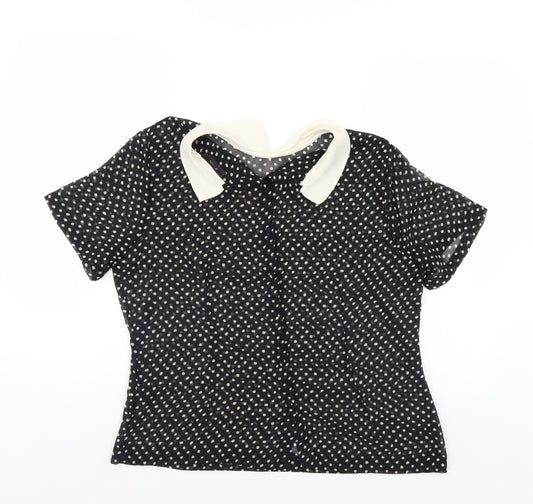 Therapy Womens Black Polka Dot Basic Blouse Size 14