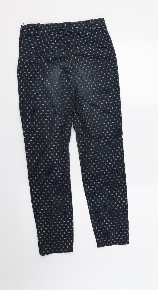 H&M Womens Blue Geometric Trousers Size 6 L26 in