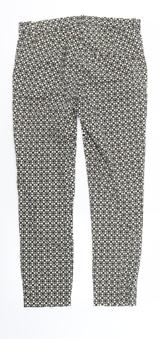 H&M Womens Beige Geometric Trousers Size 8 L25 in