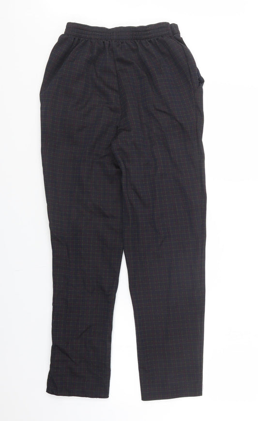 M&S Womens Blue Check Trousers Size 10 L28.5 in
